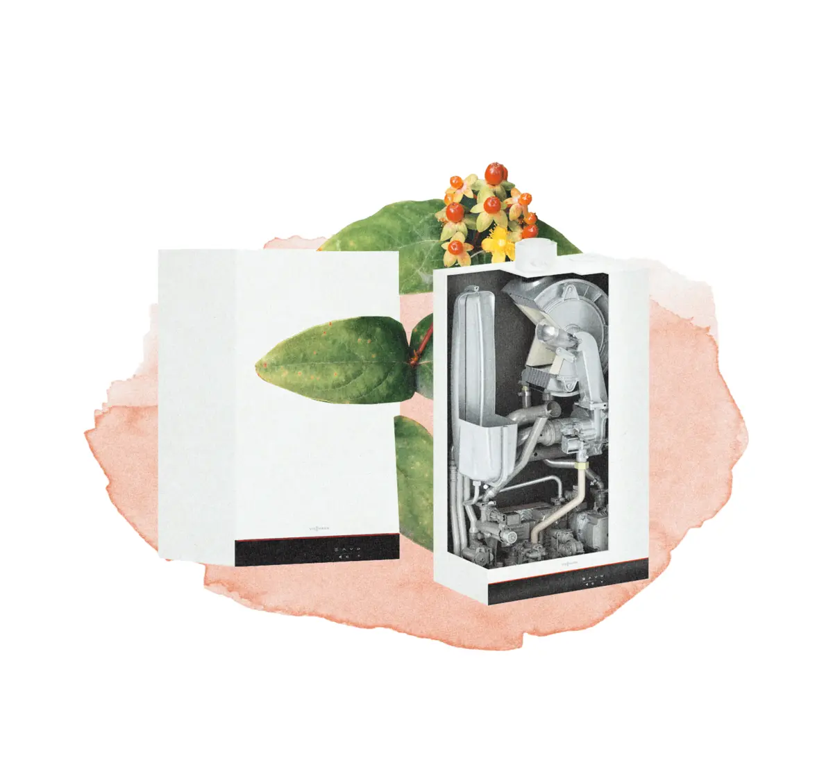 Ilustracja schematu wnętrza kotła grzewczego